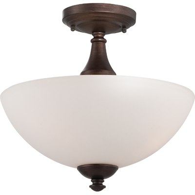 Nuvo Lighting 60/5144  Patton - 3 Light Semi Flush with Frosted Glass in Prairie Bronze Finish